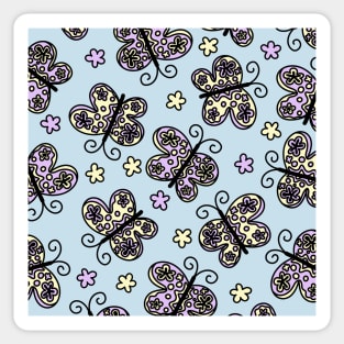 Cute Pastel Purple and Yellow Spring Butterflies, made by EndlessEmporium Sticker